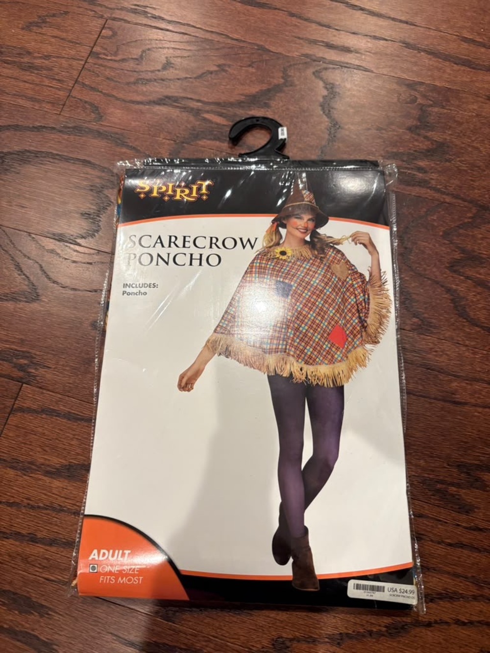 Spirit Plaid Scarecrow Poncho - Brown, Tan & Red Accents